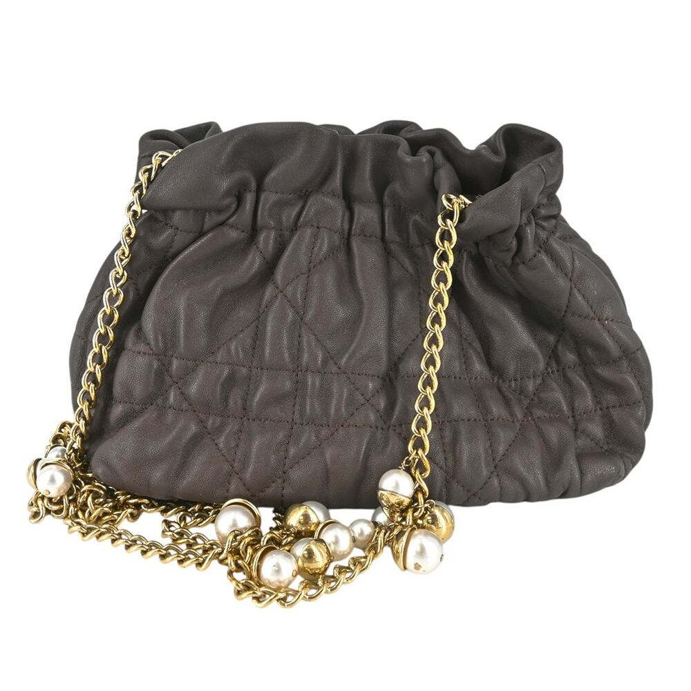 Christian Dior Delices Faux Pearls Cannage Quilt Leather Mini Bag